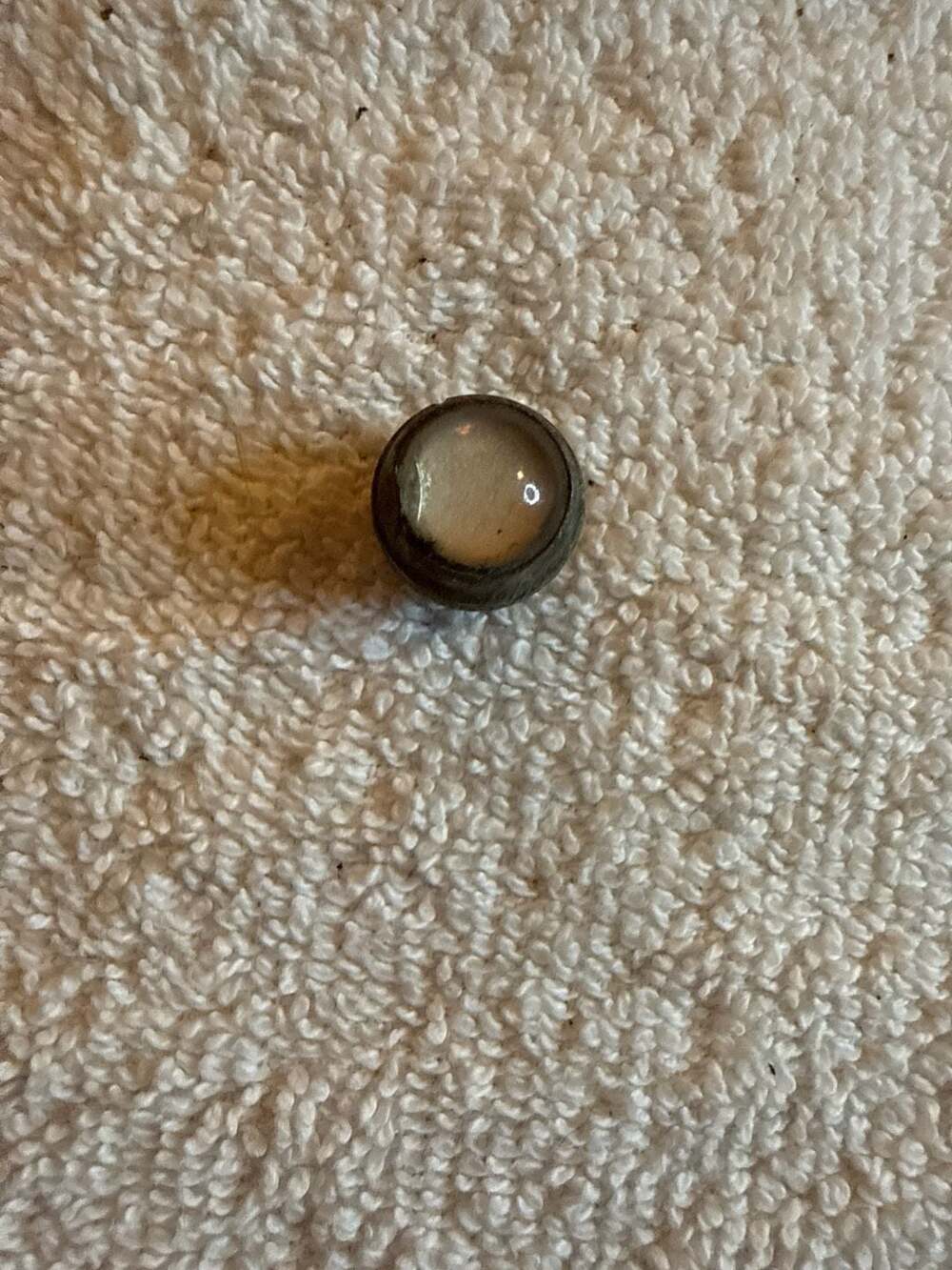 Vintage German D.R.G.M. Threaded Metal Cap with Round Inset Inlay